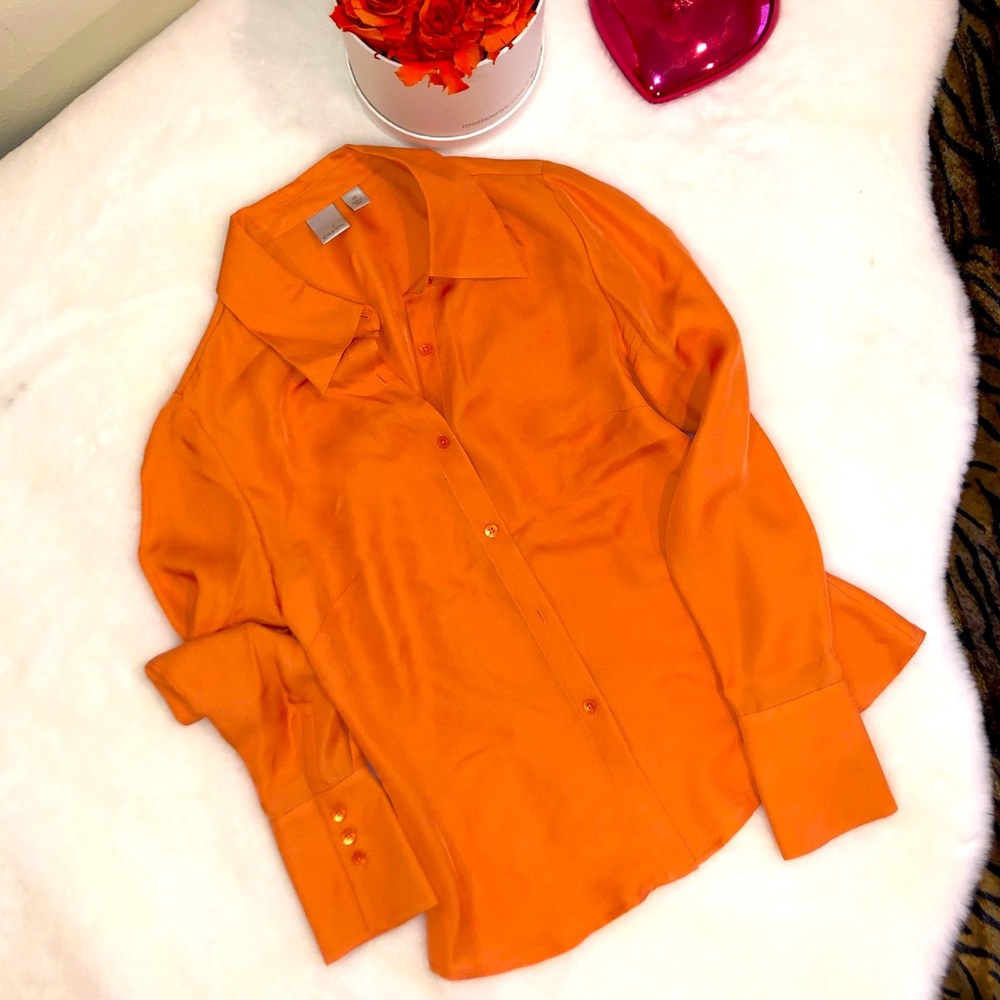 Woman Silk  orange stylish shirt